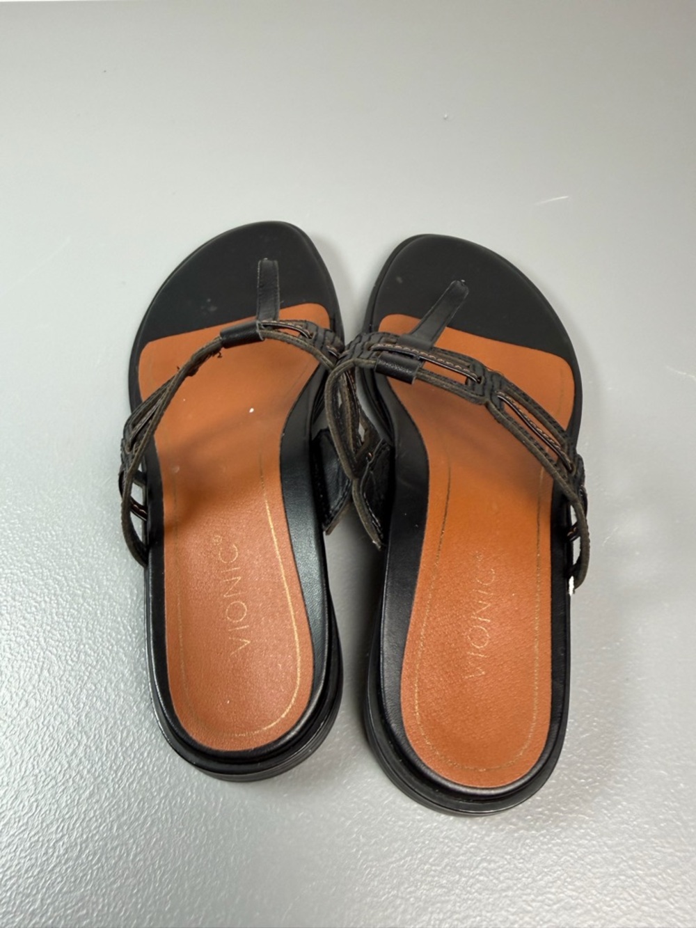 Vionic Citrine Alvana Toe Post Sandal Womens 7 Black Arch Support Resort Party - Picture 2 of 5
